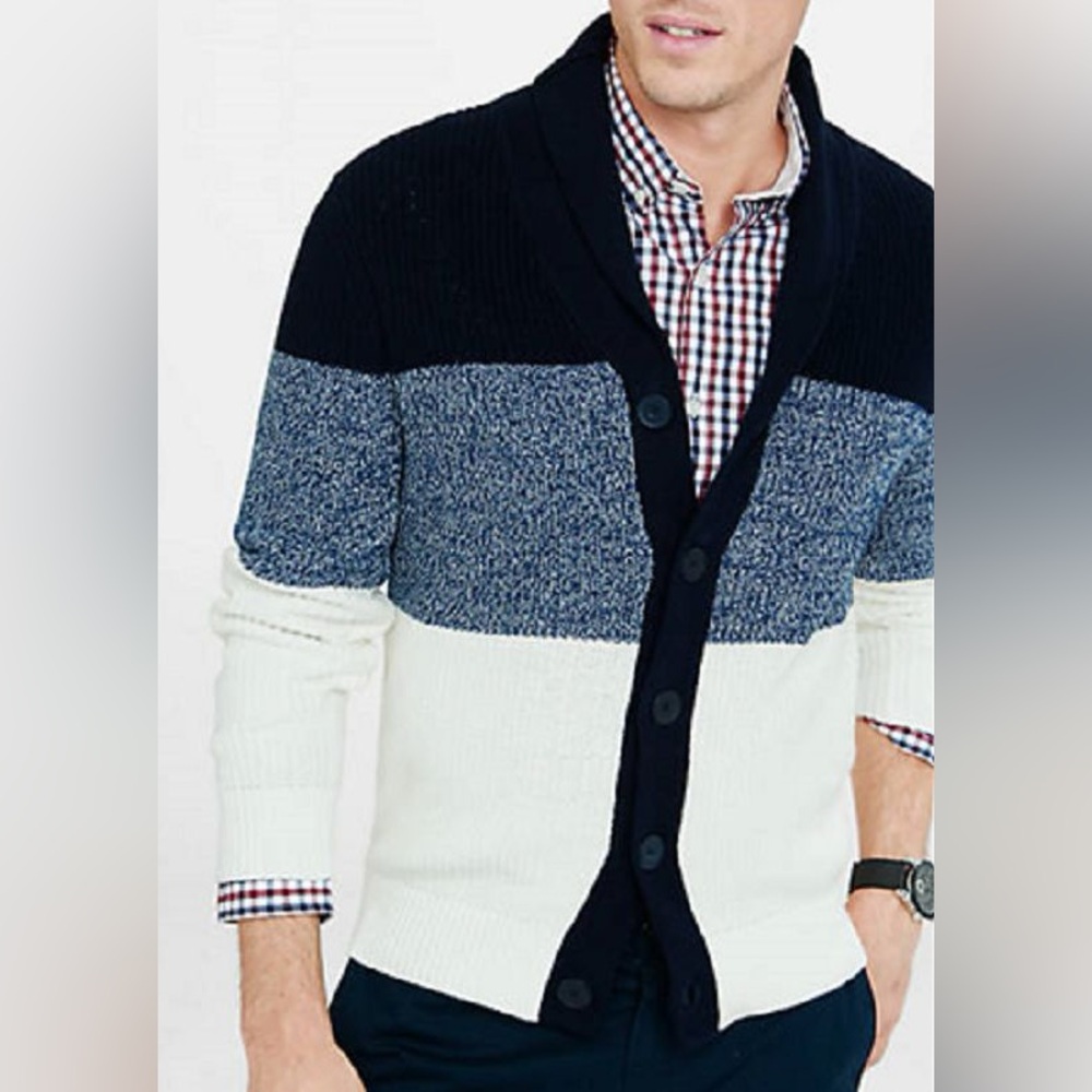 Express men’s blue/white color block cardigan NWT M